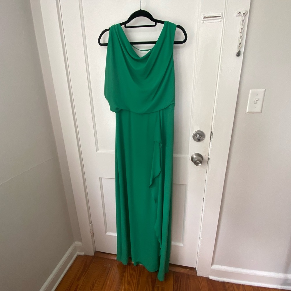 BCBG green cowl neck formal dress